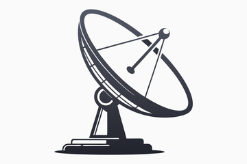Dark Isolated Satellite Dish Communication Antenna on White Background