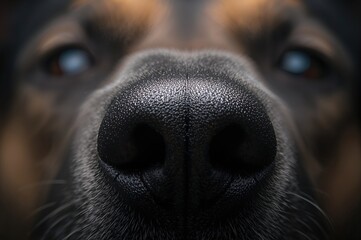 Macro shot of a canine's nostrils highlighting scent detection and tracking capabilities