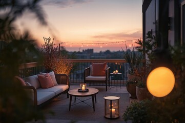 Fototapeta premium Nightfall on the patio of my residence
