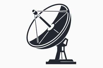 Isolated Antenna Silhouette Art on White Background Broadcast Telecommunication
