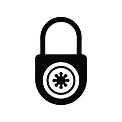 Isolated Black Padlock with Circle Motif, Security on a White Background