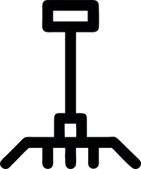 Stylized Black Glyph of a Snow Plow for Clearing Roads of Snow and Ice Buildup with Handle