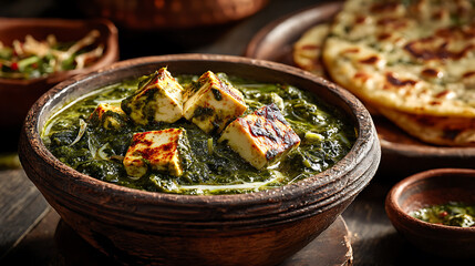 Delicious palak paneer recipe indian food spinach and cottage cheese curry healthy vegetarian dish 100 character
