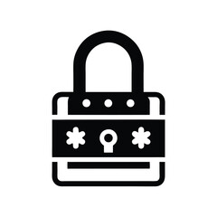 Isolated Combination Lock Icon with Keyhole and Star Symbols on White