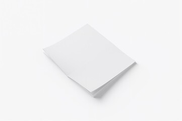 Blank white flyer leaflet open and folded on a white surface with clipping path. 3D rendering