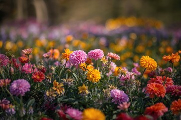 Garden full of blossoming flowers