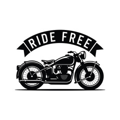 Obraz premium Classic motorcycle silhouette ride free emblem