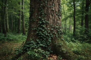 Removal of Invasive English Ivy Vines from Tree Bark and Trunks