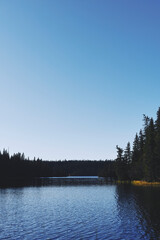 Fiskelausen Lake from the Svartdalstjerna Primeval Forest Nature Reserve of the Totenåsen Hills, Norway, in September 2025.
