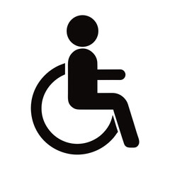 Black silhouette of a person in a wheelchair on a white background