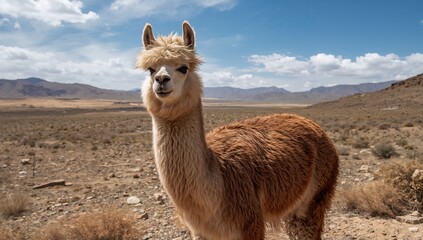 Obraz premium Elegant Llama in Rural Landscape