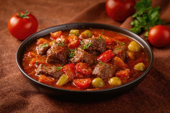 Casserole stew featuring beef and mixed vegetables - a savory traditional dish