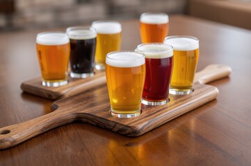 Selection of beer tasting glasses and holders for celebrating dads