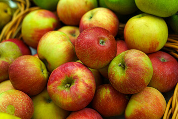 Red-green small domestic apples a lot