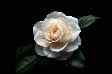 Fototapeta premium A solitary camellia blossom capturing full focus