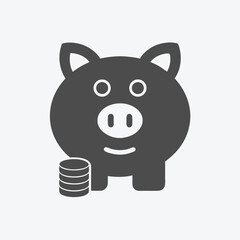 Piggy Bank with Upward Dollar Arrow Design on White Background Icon