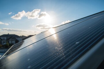 Close-up view of a single solar panel mounted on a rooftop