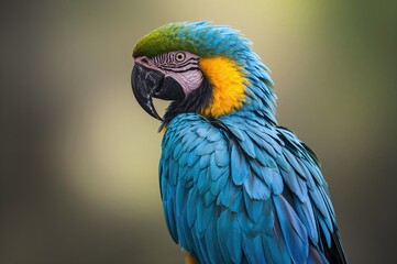 Obraz premium Close-up of a blue and yellow macaw Ara ararauna gazing to the side