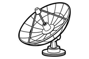 Satellite Dish on White Background in Detailed Line Art Style