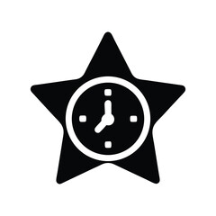 Star Clock Icon on White Background Isolated Minimalist