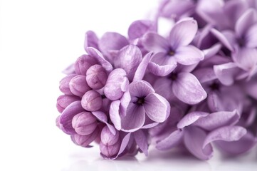 Obraz premium Close-up of a stunning lilac flower on a white backdrop