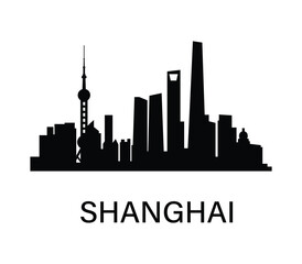 Obraz premium Shanghai skyline silhouette with Oriental Pearl Tower and modern skyscrapers.