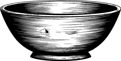 Rustic wooden bowl engraving for design and decor themes