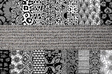 Monochrome digital paper collection, continuous design, crafting backgrounds, digital scrapbooking assets