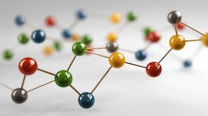Obraz premium Colorful Molecular Structure Model Representing Complex Network Connections in Science and Chemistry