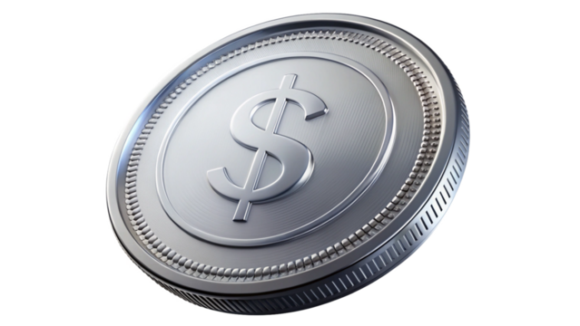 silver-coin-isolated--3d-money-render---metallic - Powered by Adobe