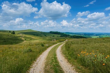 Scenic Trail Through Rolling Hills