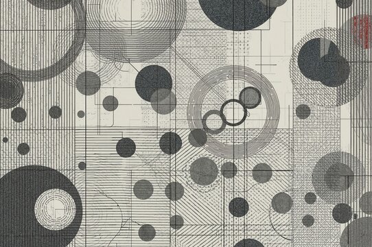 Abstract background featuring gray circles and geometric lines illustration