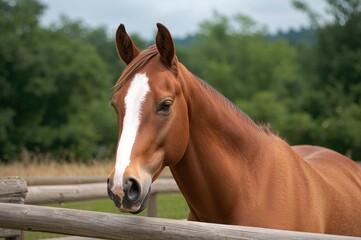 Fototapeta premium Youthful and attractive equine standing in front of the lens.