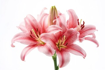 Stunning pink lilies set against a white backdrop