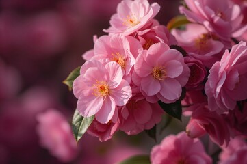Fototapeta premium Gorgeous bright pink Camellia blossoms