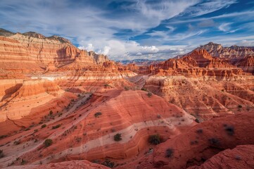 Stunning landscape in a fiery desert valley