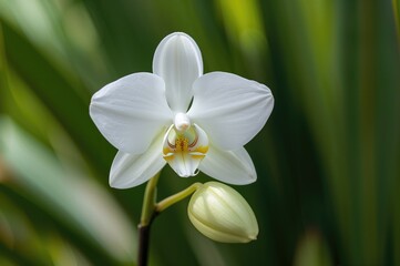 Obraz premium Gorgeous White Orchid in Full Bloom, Stock Image