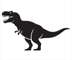 Tyrannosaurus Rex dinosaur vector silhouette illustration in black and white