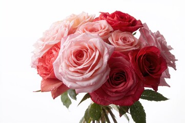 Naklejka premium Stunning rose flower arrangement set against a plain white backdrop