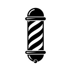 Barber Pole Silhouette | Vintage Barbershop Symbol | Classic Hair Salon Logo Vector Illustration