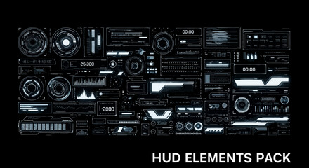Futuristic Digital Interface Elements for SciFi Technology and Data Visualization Applications