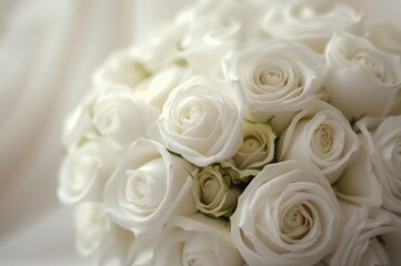 Stunning arrangement of white roses with natural floral texture and elegance