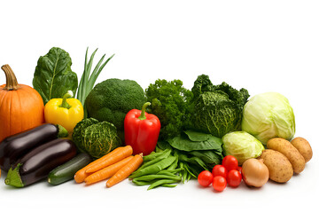 "Colorful Assortment of Fresh Vegetables on White Background