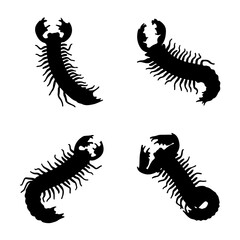vector illustration of a set of black silhouettes of caterpillar, caterpillar design, caterpillar vector, caterpillar vector design 
