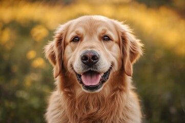 Joyful Golden Retriever Wearing a Doggy Grin