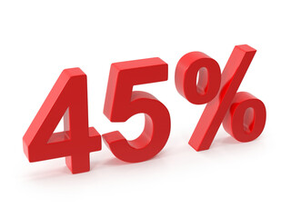 3d render of red percentage 45