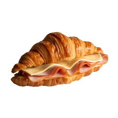 Freshly baked, butter croissants on a white background