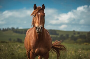 Obraz premium Close-up of a horse on a countryside farm