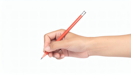 Left-handed person holding pencil writing isolated on white background vector illustration