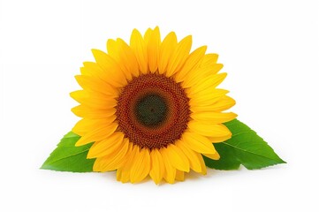 Obraz premium Sunflower Bloom Against a Plain White Backdrop